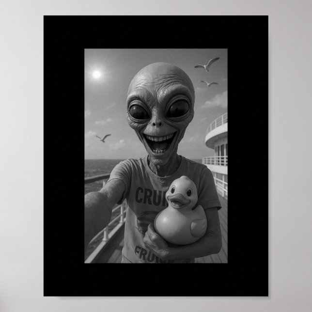 Affiche Vacances Croisière Canard Alien – Drôle Canard Ali (Devant)