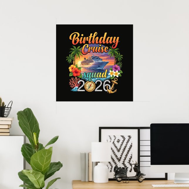 Affiche Vacances d'anniversaire en croisière (Bureau à domicile)