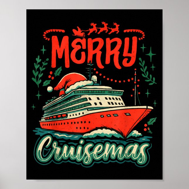 Affiche Vacances de croisière de fêtes de Noël joyeuses et (Devant)