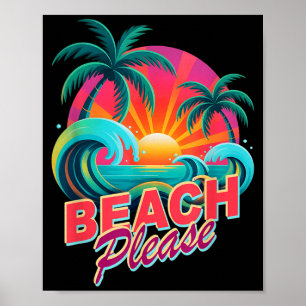 Affiche Vacances de détente sur la plage vintage en dehors