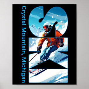 Affiche Vacances de ski à Crystal Mountain Michigan Ski Ou