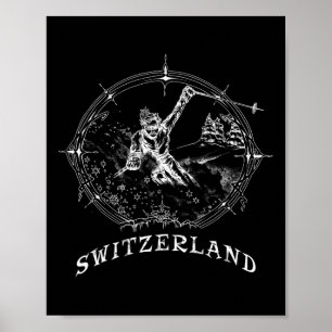 Affiche Vacances de ski en Suisse vintage neige