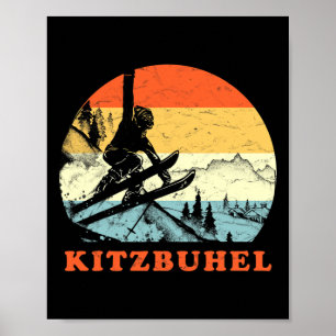 Affiche Vacances de ski vintage à Kitzbuhel, Autriche