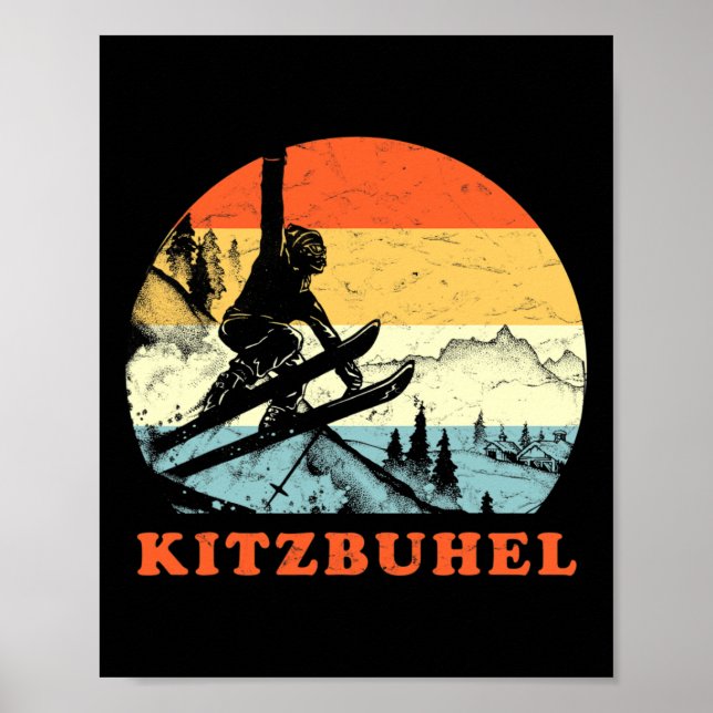 Affiche Vacances de ski vintage à Kitzbuhel, Autriche (Devant)