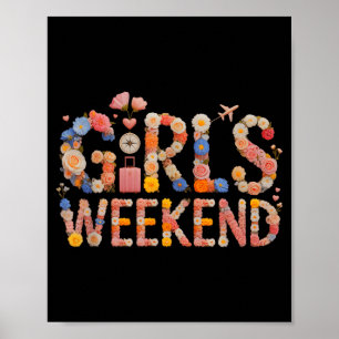 Affiche Vacances de surf de week-end des filles rétro salé
