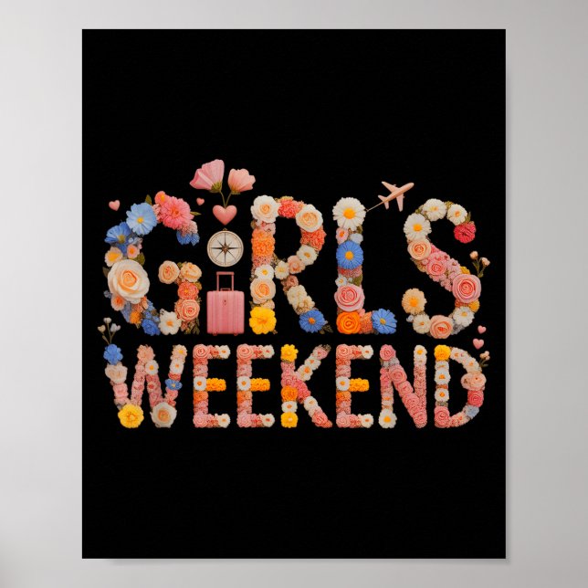Affiche Vacances de surf de week-end des filles rétro salé (Devant)
