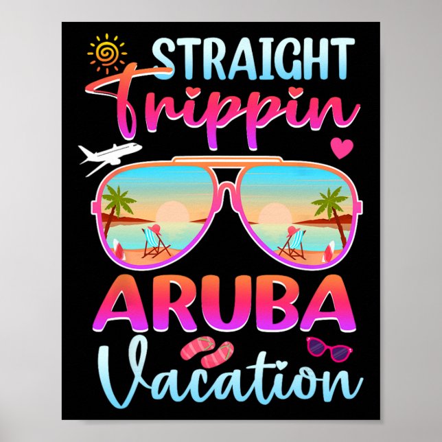 Affiche Vacances d'été à la plage à Aruba 2025 tout droit  (Devant)