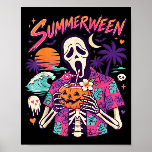 Affiche Vacances d'été à la plage de fantômes drôles vinta