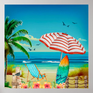 Affiche Vacances d'été à la plage, détente
