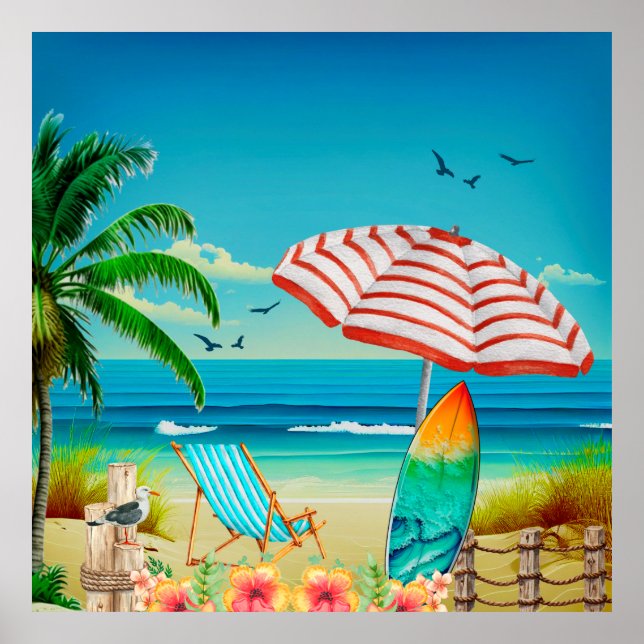 Affiche Vacances d'été à la plage, détente (Devant)