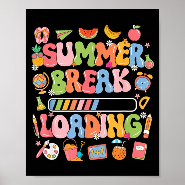Affiche Vacances d'été Chargement Enseignant Élèves Fin De (Devant)