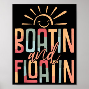 Affiche Vacances d'été en bateau et flottant sur le lac