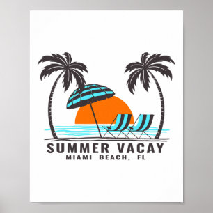 Affiche Vacances d'été Miami Beach Floride États-Unis Vaca