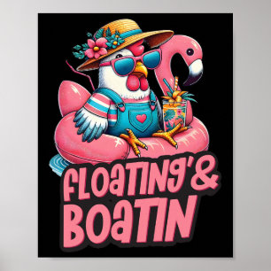 Affiche Vacances d'été Poulet Flottant Bateau Été Vi