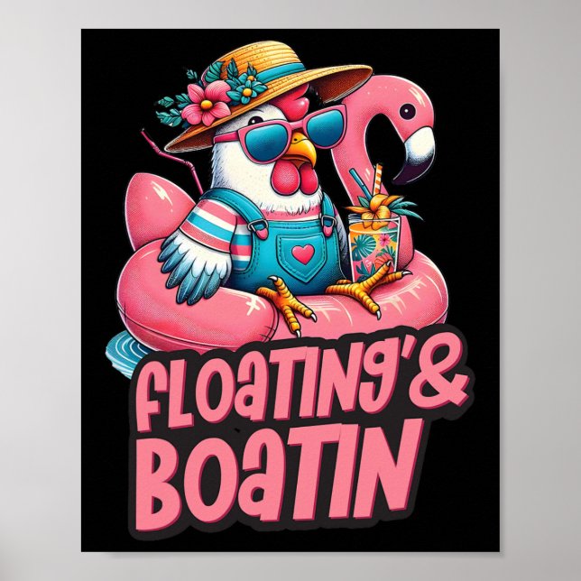 Affiche Vacances d'été Poulet Flottant Bateau Été Vi (Devant)