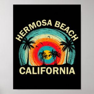 Affiche Vacances d'été rétro à Hermosa Beach Californie