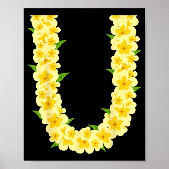 Affiche Vacances d'été tropicales collier de fleurs hawaïe (Devant)