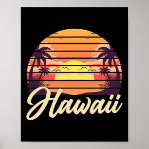 Affiche Vacances d'été tropicales hawaïennes Aloha Hi Rétr