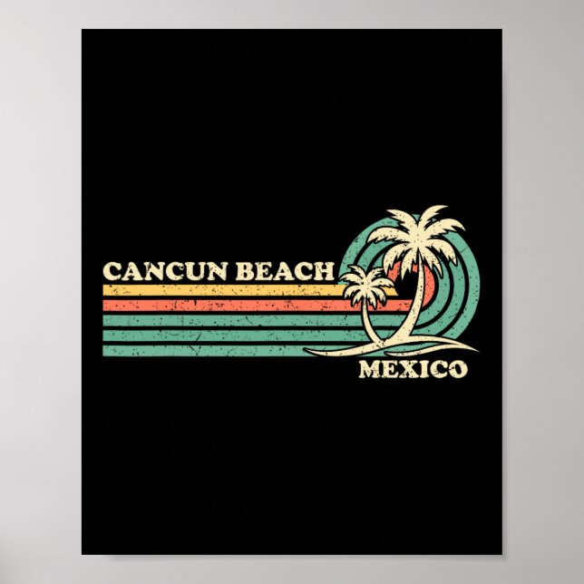 Affiche Vacances d'été vintage Retro Mexico Cancun Beach (Devant)