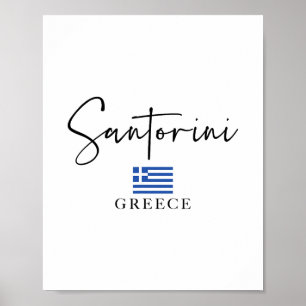 Affiche Vacances Drapeau Grèce - Île Santorin 
