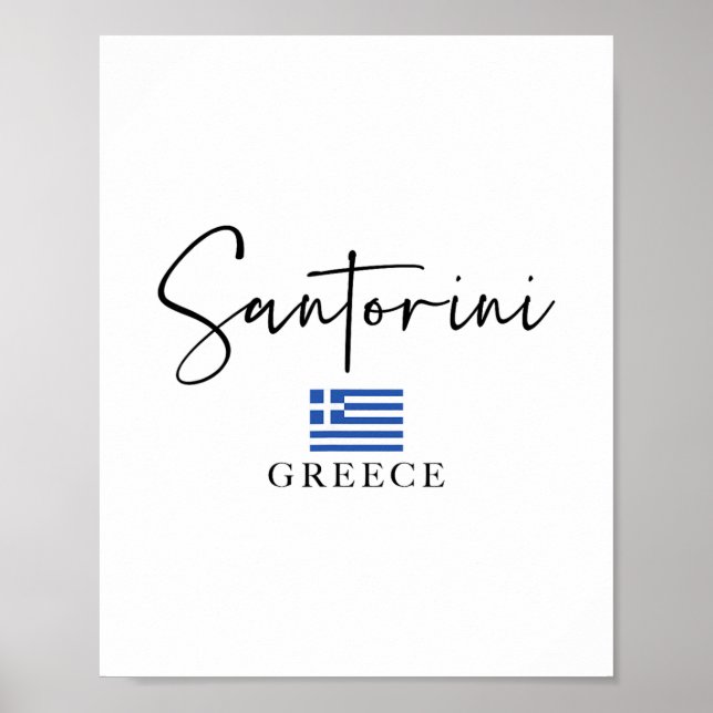 Affiche Vacances Drapeau Grèce - Île Santorin  (Devant)