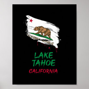 Affiche Vacances Drapeau Tache de Peinture Lake Tahoe Cali