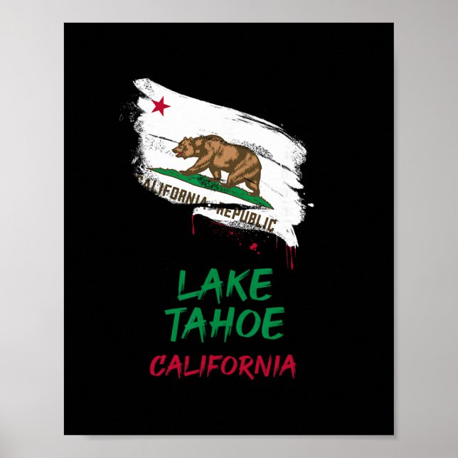 Affiche Vacances Drapeau Tache de Peinture Lake Tahoe Cali (Devant)