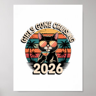 Affiche Vacances drôles de chat, filles en croisière 2026