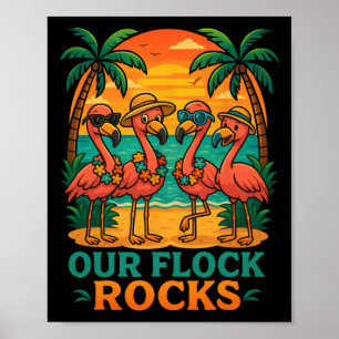 Affiche Vacances drôles de plage tropicale Flamant rose