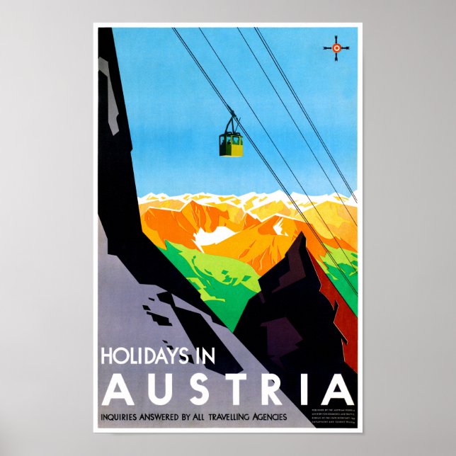 Affiche Vacances en Autriche Restauration de l'affiche Vin (Devant)