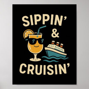 Affiche Vacances en croisière, s'abreuvant et naviguant en