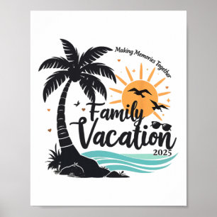 Affiche Vacances en famille 2025 Plage tenue de famille as