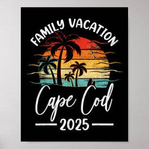 Affiche Vacances en famille 2025 Vintage Machusetts Cap Co
