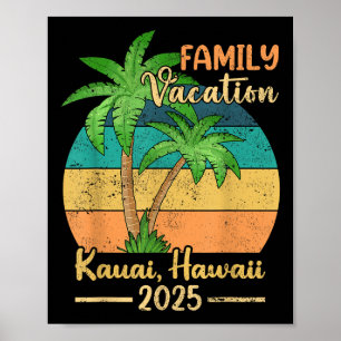 Affiche Vacances en famille à Kauai Hawaii Plage Été 2025
