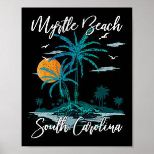 Affiche Vacances en famille coucher de soleil rétro Caroli
