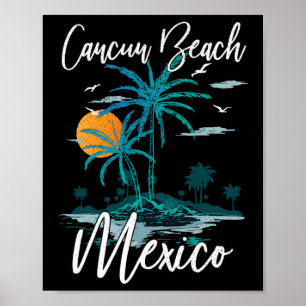 Affiche Vacances en famille coucher de soleil rétro Mexiqu