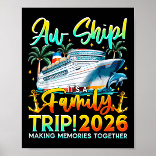 Affiche Vacances en famille drôles de bateau de croisière