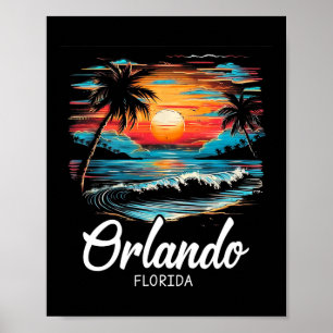 Affiche Vacances en famille Retro Sunset Floride Orlando