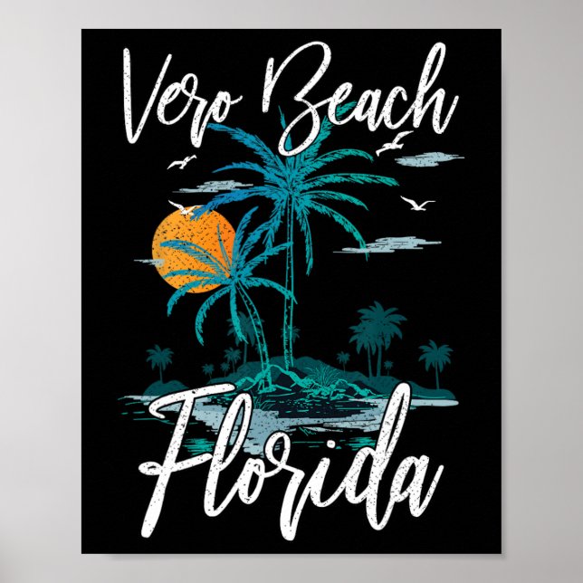 Affiche Vacances en famille Retro Sunset Floride Vero Beac (Devant)