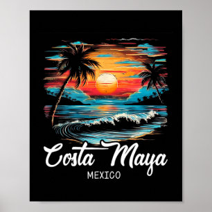 Affiche Vacances en famille Retro Sunset Mexique Costa May