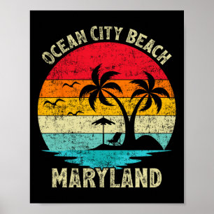 Affiche Vacances en famille Vintage Retro Maryland Ocean C