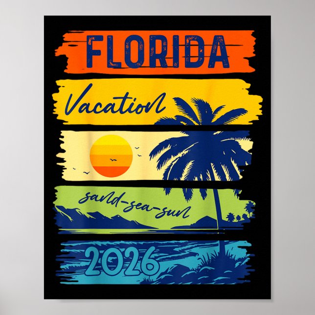 Affiche Vacances en Floride 2026 Mer Sable Plage Été Voyag (Devant)