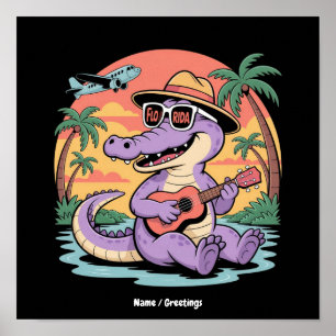Affiche Vacances en Floride Mignon Été Cool Alligator Drôl
