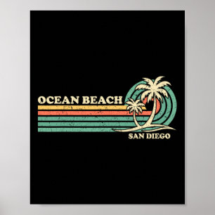 Affiche Vacances été rétro vintage San Diego Ocean Beach
