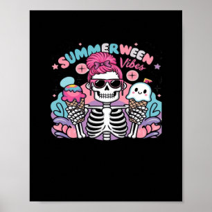 Affiche Vacances été Summerween Vibes Skeleton IceCream