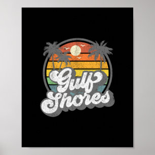 Affiche Vacances Gulf Shores Alama Palmier Rétro Plage 7