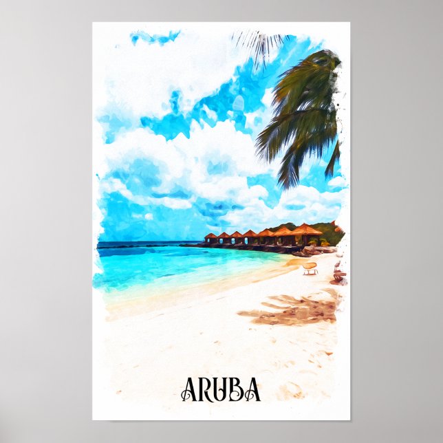 Affiche Vacances minime sur l'île des Caraïbes à Aruba (Devant)