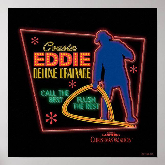 Affiche Vacances Noël | Symbole Cousin Eddie Neon (Devant)