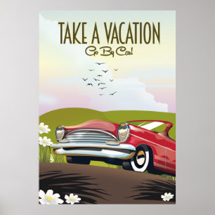 Affiche Vacances - Partir en voiture