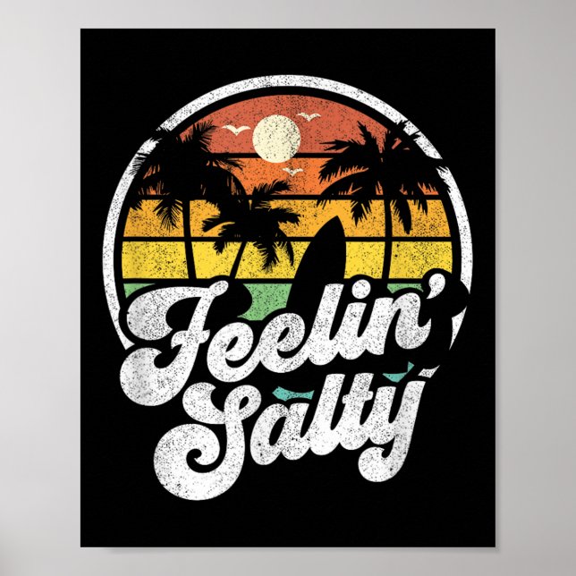 Affiche Vacances sur l'île sentiment salé Surf Rétro Palmi (Devant)